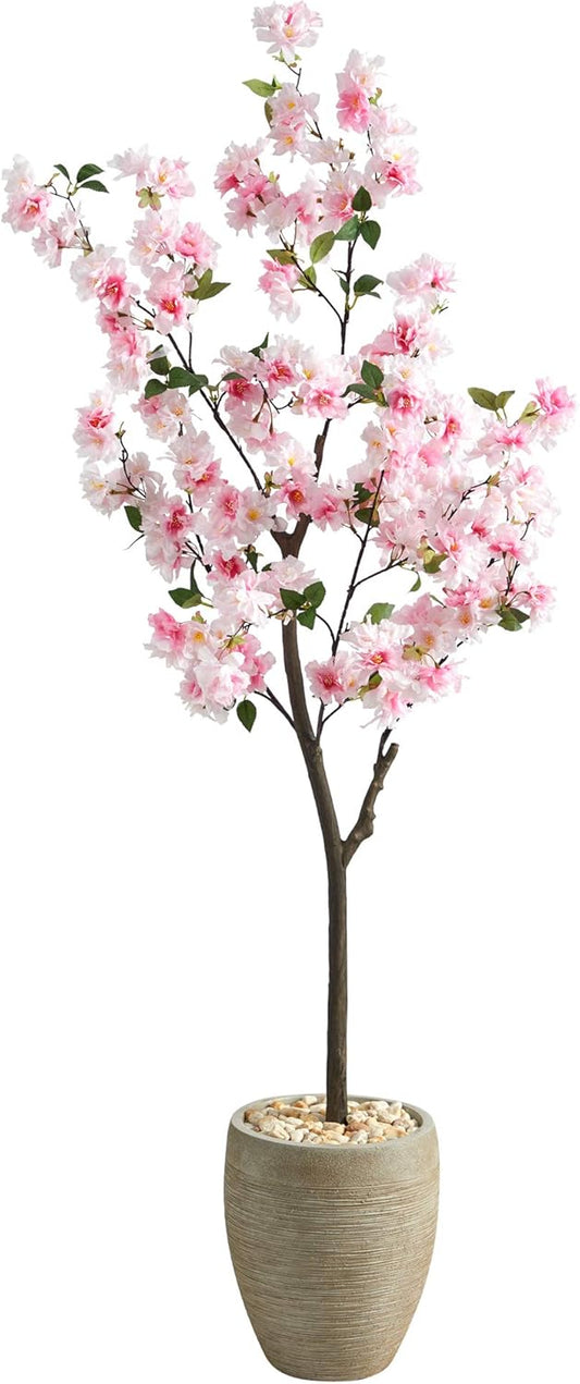 5.5ft. Cherry Blossom Artificial Tree in Sand Colored Planter