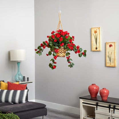 6857-RD Geranium Hanging Basket UV Resistant, Red,10.125'' x 29'' x 10.125''