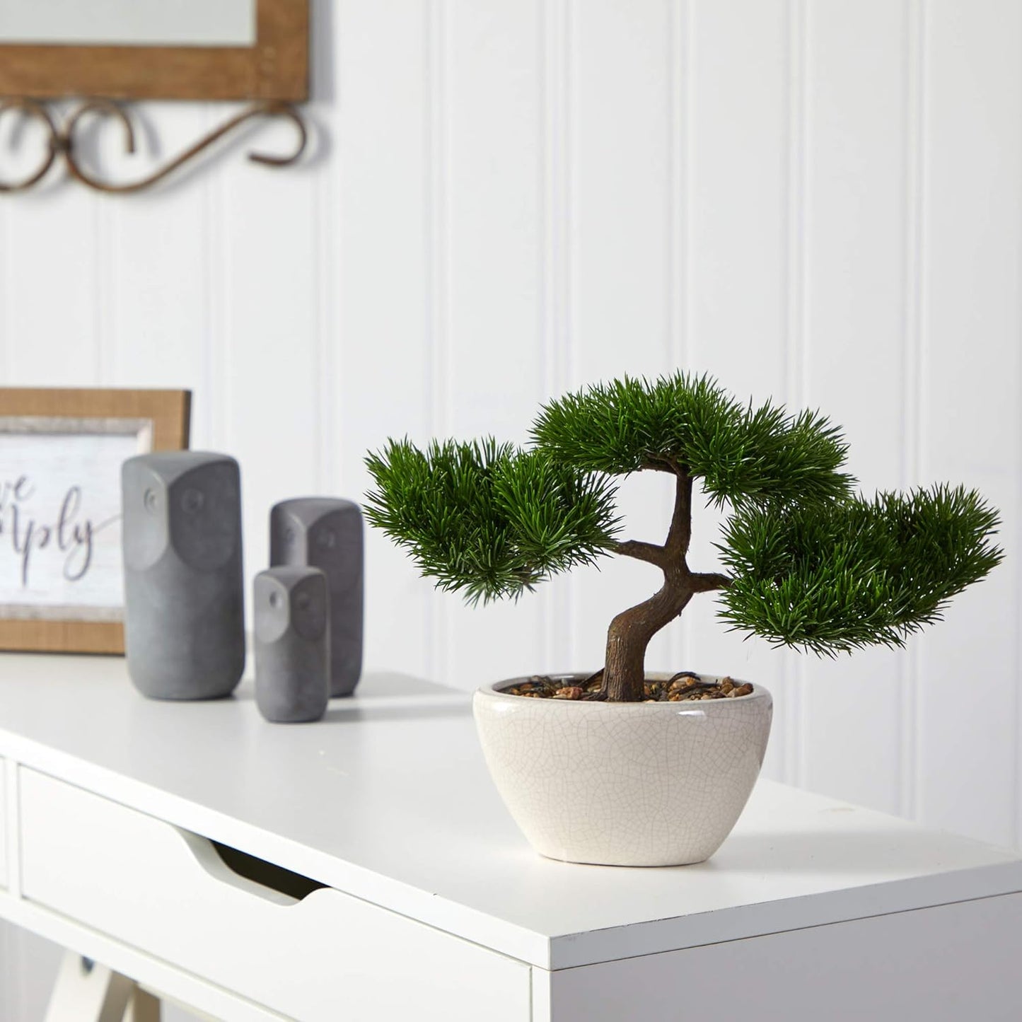 10in. Cedar Bonsai Artificial Tree in Decorative Planter, Green