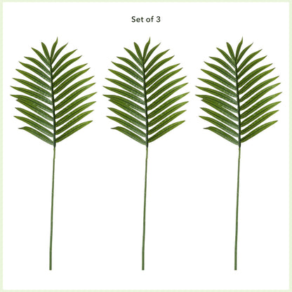33-in Artificial Palm Fronds Stems, Set of 3 Long Stem Artificial Palms for Home or Office Décor, Faux Palm Fronds for DIY Decoration