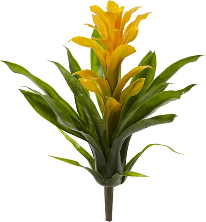 15in. Bromeliad Artificial (Set of 4) Silk Flowers, 15"H x 8"W x 8"D, Red No50