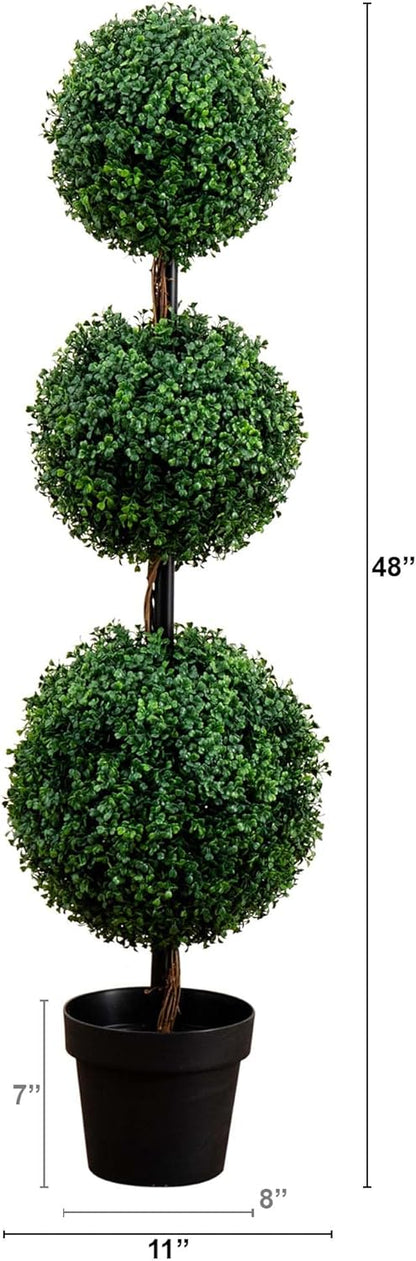 4ft. Artificial Triple Ball Boxwood Topiary Tree (Indoor/Outdoor) No50
