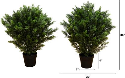 3ft Cedar Artificial Tree - UV Resistant, Realistic Greenery, Indoor/Outdoor Decor, Comes in Set of 2, Perfect for Home, Office, Patio