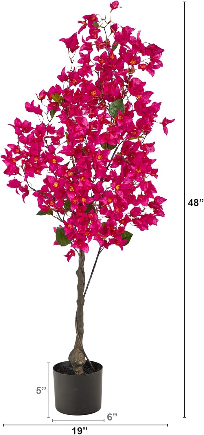 4ft. Bougainvillea Artificial Tree, Pink, 19 in. W x 9 in. D x 48 in. H