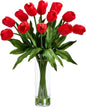 23in. Artificial Tulip Arrangement with Cylinder Glass Vase, Pink No50