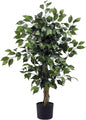 Nearly Natural 74-Inch Triple Trunk Artificial Ficus Tree with Natural Wood Trunks, Fake Tree for Indoor Home Décor, Faux Ficus Tree with Black Nurser No50