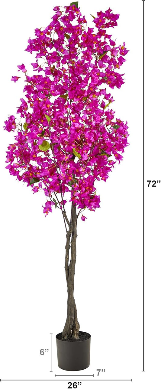 6ft. Bougainvillea Artificial Tree, 26 In. W x 10 In. D x 72 In. H