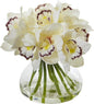 Cymbidium Orchid Artificial Arrangement in Glass Vase No50