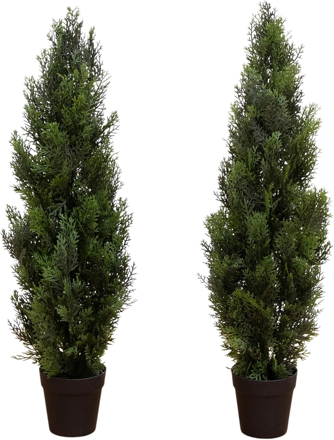 Nearly Natural 3ft Cedar Pine Artificial Tree, UV Resistant, Realistic Cone-Shaped Greenery, Indoor/Outdoor Decor, Set of 2