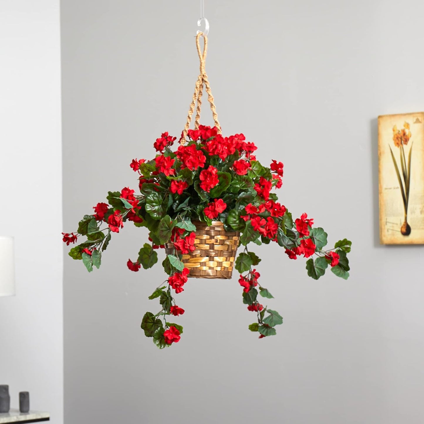 6857-RD Geranium Hanging Basket UV Resistant, Red,10.125'' x 29'' x 10.125''