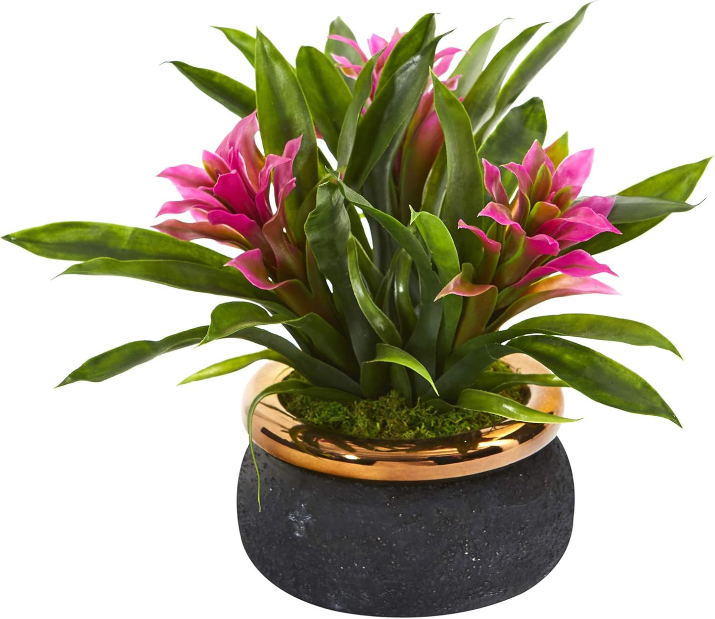 Nearly Natural 11in. Bromeliad Artificial Plant in Stoneware Planter No50