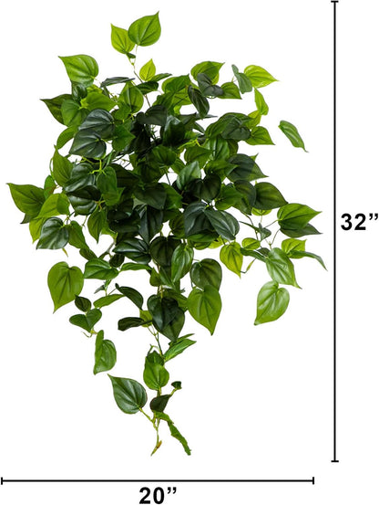 Nearly Natural 32-Inch UV Resistant Artificial Philodendron Hanging Plant Set of 2, Lifelike Greenery for Indoor and Outdoor Décor