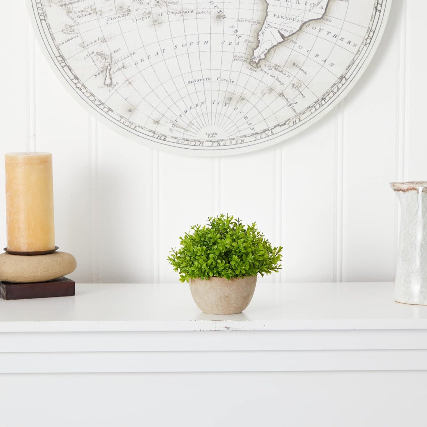 5in. Boxwood Artificial Plant in Decorative Planter