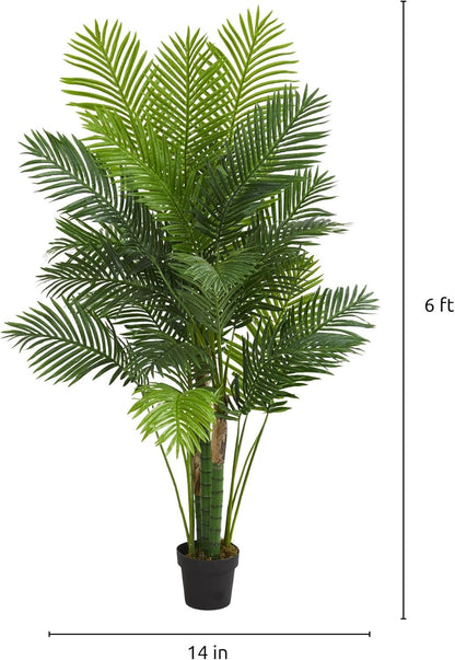 6’ Hawaii Palm Tree Artificial Plant, 6.5" D x14 W x6 Ft, Green