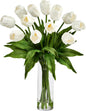 23in. Artificial Tulip Arrangement with Cylinder Glass Vase, Pink No50