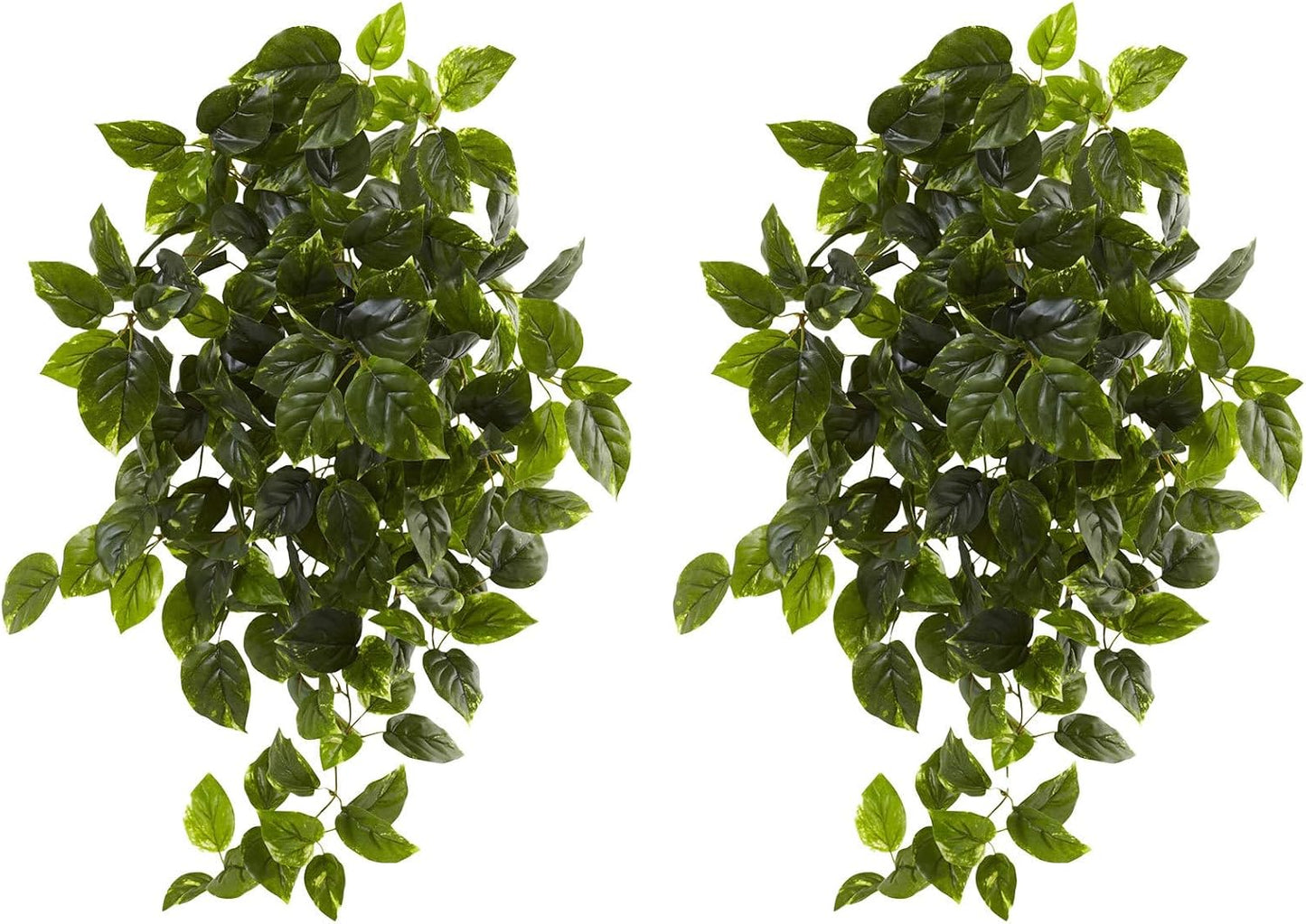 36-Inch UV Resistant Artificial Pothos Hanging Plant Set of 2, Lifelike Greenery for Indoor/Outdoor Decor, Bendable Branches, Ideal for