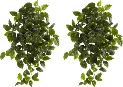 36-Inch UV Resistant Artificial Pothos Hanging Plant Set of 2, Lifelike Greenery for Indoor/Outdoor Decor, Bendable Branches, Ideal for