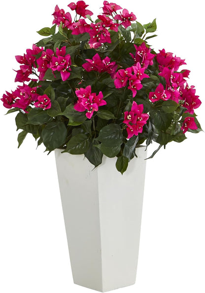 Bougainvillea Artificial Plant in White Tower Planter No50