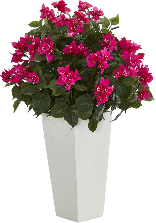 Bougainvillea Artificial Plant in White Tower Planter No50