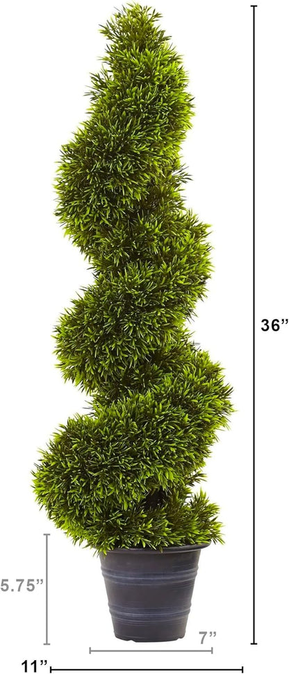 3ft. Grass Spiral Topiary with Deco Planter, Green