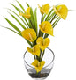 Nearly Natural 15.5in. Calla Lily and Grass Artificial Arrangement in Vase, Cream No50