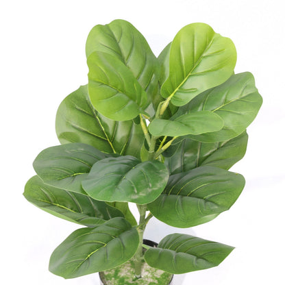 Ficus Lyrata Mini Artificiale 55cm con 16 Grandi Foglie Verdi Scuro, Pianta Finta in Vaso per Decorazione Tavolo Natale