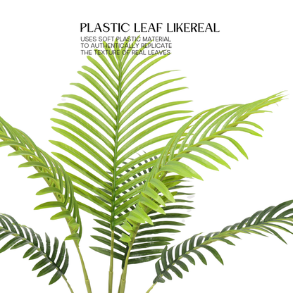 Palma Artificiale 90cm, Pianta Finta Tropicale Verde in Vaso con Foglie in Plastica per Decorazione Casa Natale