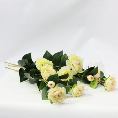 3 Pcs 60cm Dense leaf Gradient Yellow pink Artificial Camellia Bouquet