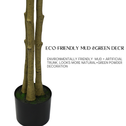 Ficus Banyan Artificiale Smontabile 170cm, Pianta Finta Moderna con Foglie Borde Bianco-Verde per Decorazione Casa Ufficio Natale
