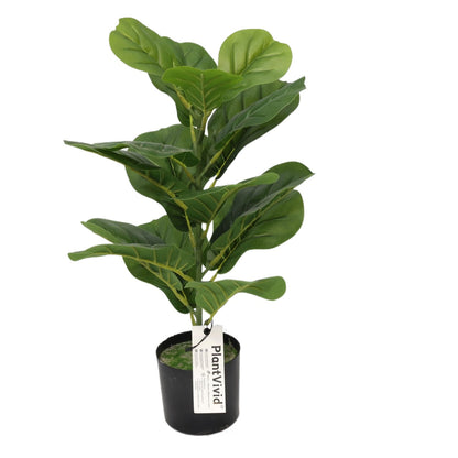 Ficus Lyrata Mini Artificiale 55cm con 16 Grandi Foglie Verdi Scuro, Pianta Finta in Vaso per Decorazione Tavolo Natale