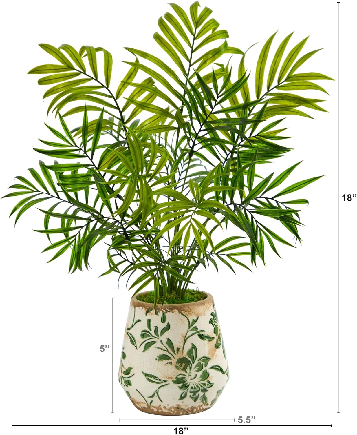 18in. Mini Areca Palm Artificial Plant in Floral Vase