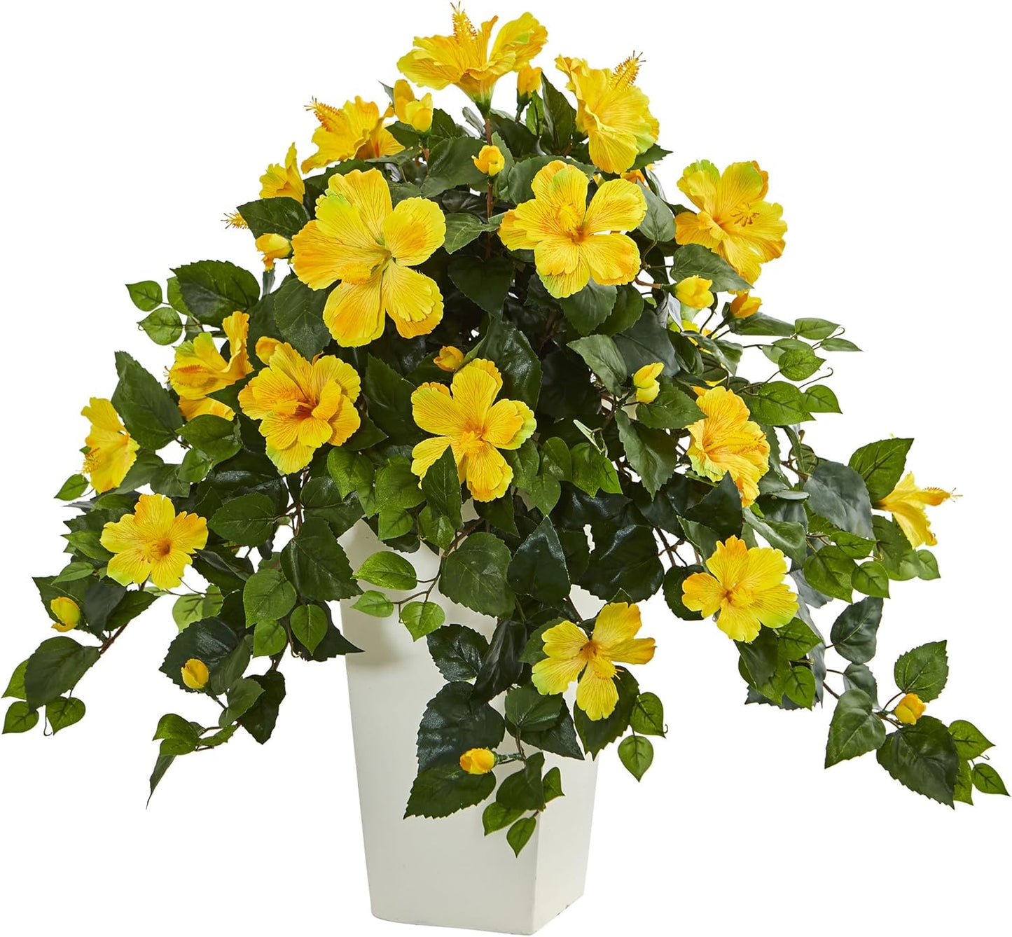Hibiscus Artificial Plant in White Tower Planter No50
