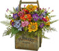 Mixed Floral Artificial Arrangement in Wood Basket