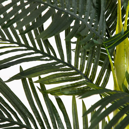 8FT Artificial Golden Cane Palm Tree, Fake Palm Tree with Two Realistic Trunks and Lifelike Palm Leaves, Faux Palm Plant for Indoor Hom