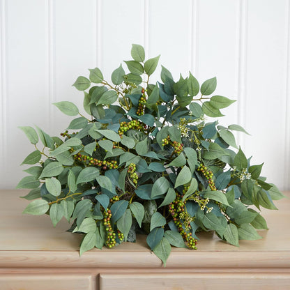20in. Mixed Ficus and Fittonia Artificial Ledge Plant
