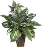 6527 Greens with Wicker Decorative Silk Plant, Green 30 in x 9 in x 7.5 in No50