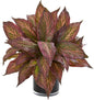 Musa Leaf Artificial Glossy Black Vase Silk Plants, Green No50