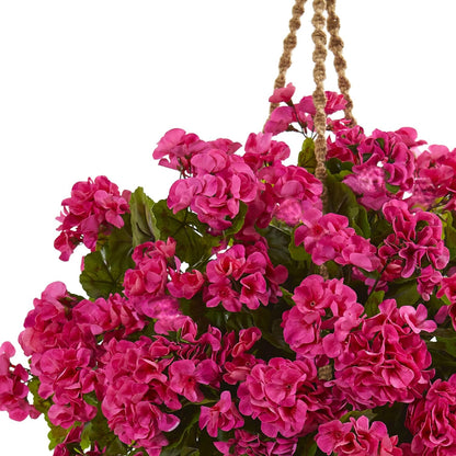 Geranium Hanging Basket Artificial Plant UV Resistant (Indoor/Outdoor)