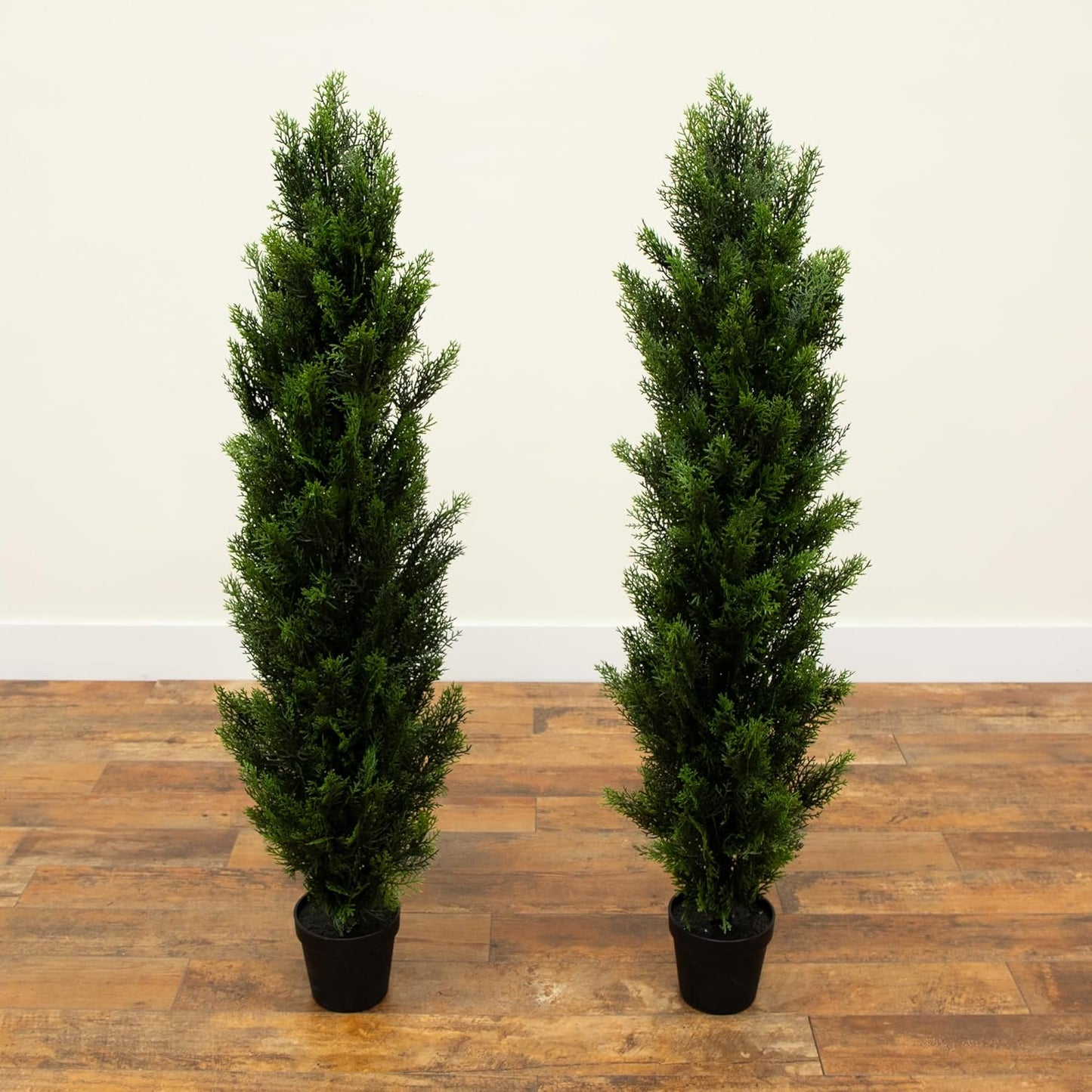4ft Cedar Topiary Artificial Trees, UV Resistant, Indoor/Outdoor Decor, Set of 2, Wear-Resistant, Realistic Design, No Maintenance Requ