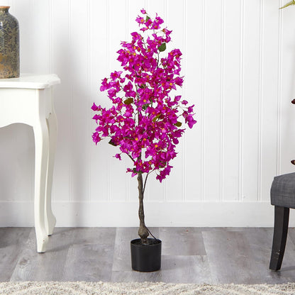 4ft. Bougainvillea Artificial Tree,Purple, 19 In. W x 9 In. D x 48 In. H