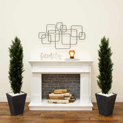4ft Cedar Topiary Artificial Trees, UV Resistant, Indoor/Outdoor Decor, Set of 2, Wear-Resistant, Realistic Design, No Maintenance Requ