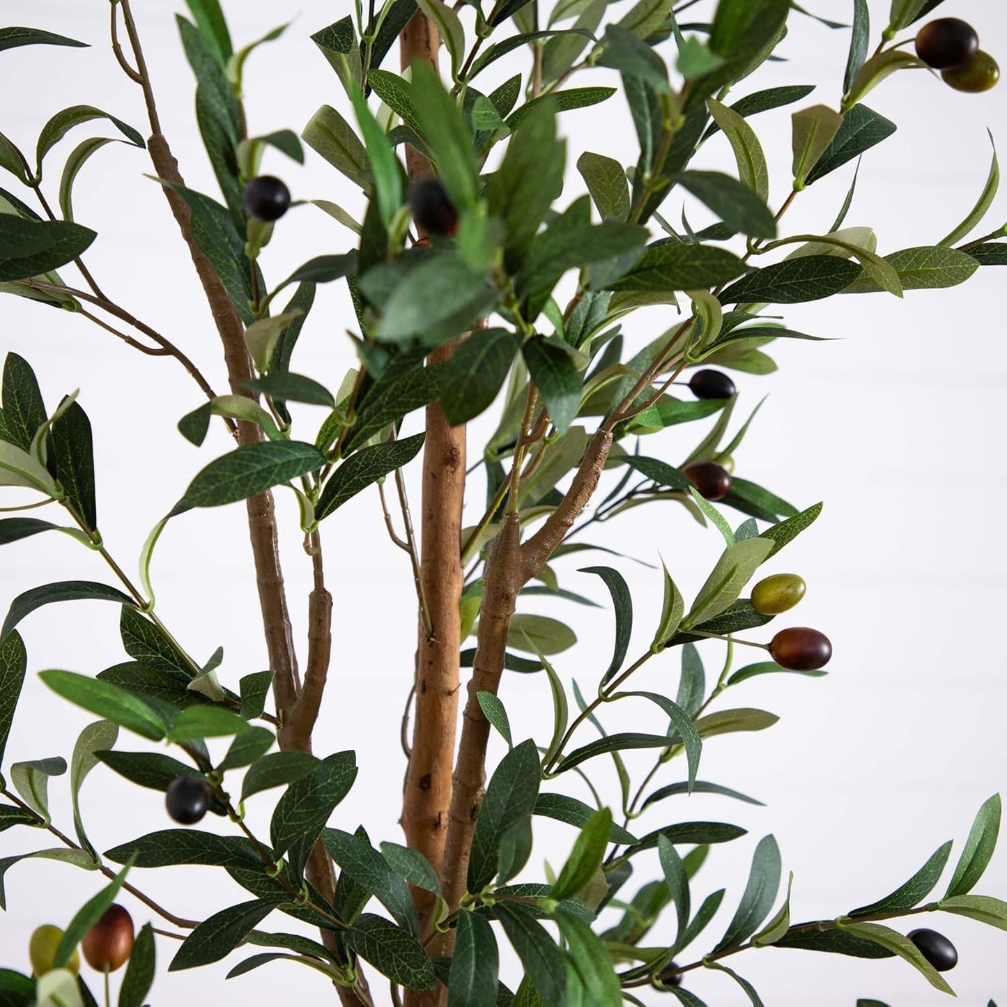 Olive Tree Artificial Indoor 7FT Tall with Jute Basket Planter Fake Olive Tree for Home & Office Decor, Faux Olive Tree with Natural Wo