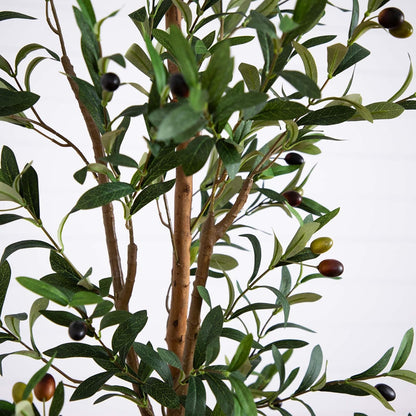 Olive Tree Artificial Indoor 7FT Tall with Jute Basket Planter Fake Olive Tree for Home & Office Decor, Faux Olive Tree with Natural Wo