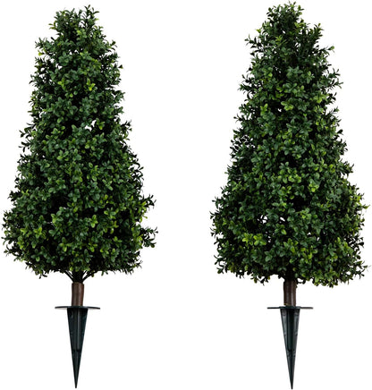 Nearly Natural 2.5ft. UV Resistant Artificial Boxwood Plant with Integrated Ground Stake (Indoor/Outdoor) - Set of 2 No50