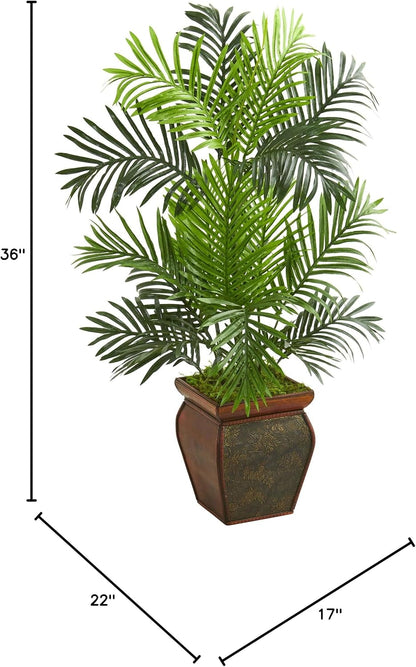 3ft. Paradise Palm Tree in Decorative Planter Artificial Plant, 17" D x22 W x3 Ft, Green