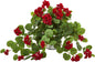 Geranium Artificial Vintage Hanging Planter Silk Plants, Red