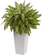 Aglaonema Artificial Plant with White Decorative Planter