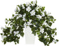 Bougainvillea Artificial Plant in White Tower Planter No50