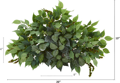 20in. Mixed Ficus and Fittonia Artificial Ledge Plant