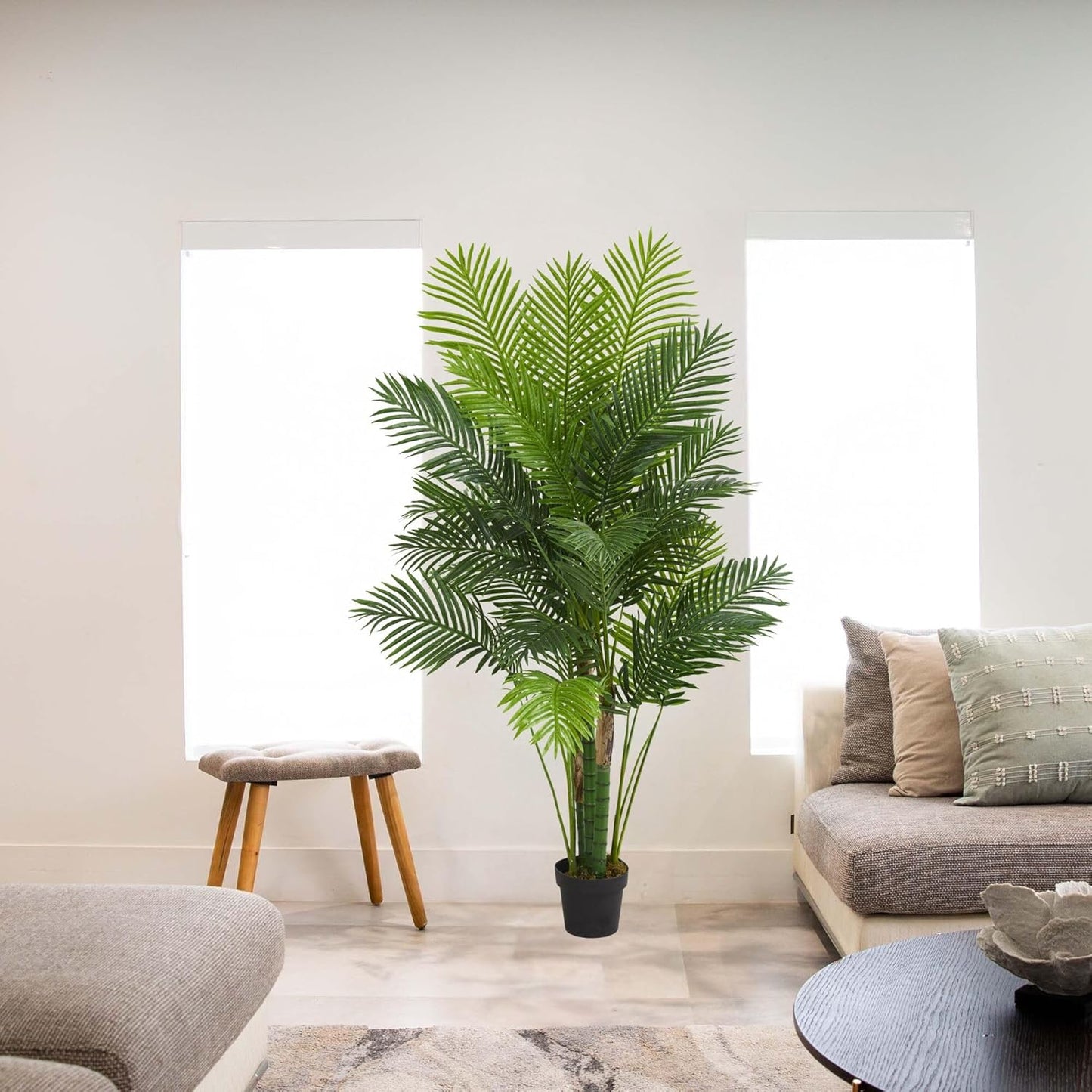 6’ Hawaii Palm Tree Artificial Plant, 6.5" D x14 W x6 Ft, Green